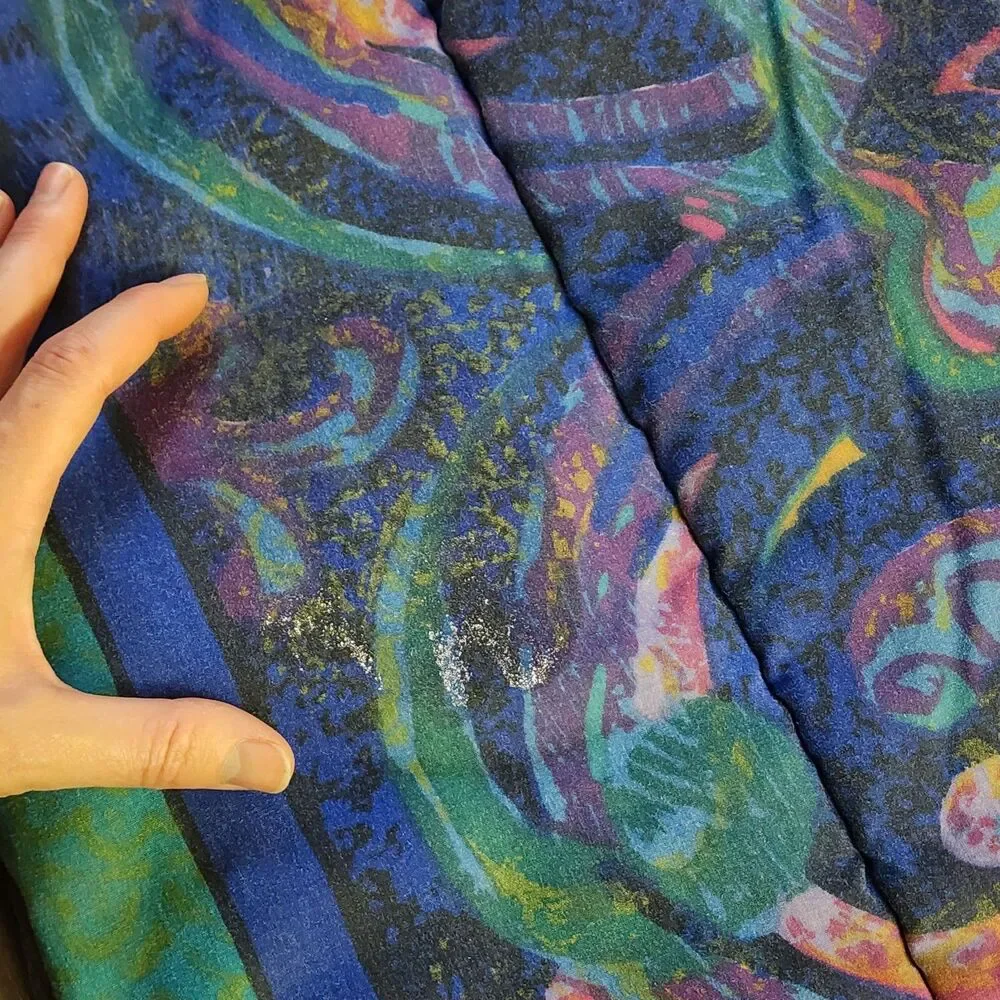 Bill Blass For Springmaid Full Bedspread Vintage 80-90s Marbled Jewel Comforter